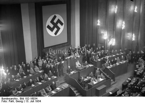 Adolf Hitler gives a speech at the Reichstag